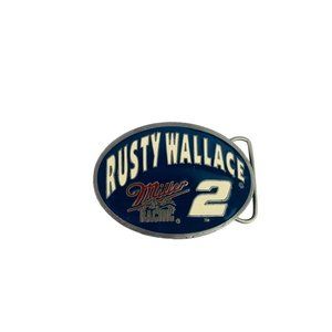Rusty Wallace Miller Racing "2" Enameled Belt Buckle Carolina Custom USA